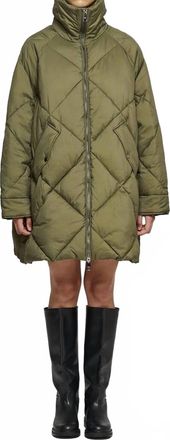 OOF Wear Long Quilted Jacket In Military Green