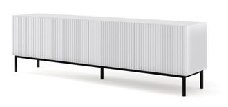 AKL FURNITURE Mueble para TV efecto madera Blanco y Negro LED
