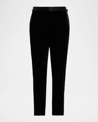Tom Ford Men & apos;s Shelton Velvet Tuxedo Stripe Formal Pants