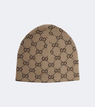 Gucci GG jacquard wool-blend lam&eacute; beanie