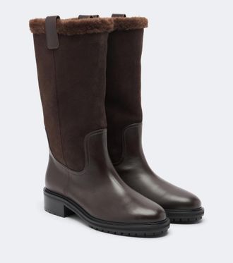 Aeyde Theo leather and suede knee-high boots