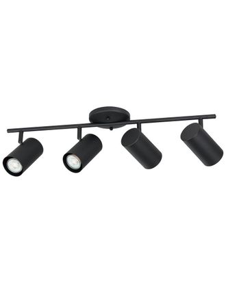 Eglo Eglo Calloway 4 Light Fixed Track Light With Black Finish & Black Adjustable Cylinder Shades
