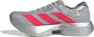 adidas Mens Adizero Adios 4 Lace-Up Low Top Sneakers in Silver/Red/Grey - Size UK 7