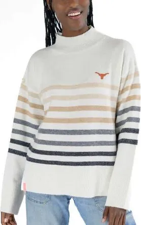 Lusso Womens Lusso White Texas Longhorns Simone Striple Mock Neck Oversized Pullover Sweater at Nordstrom, Size Xx-Large