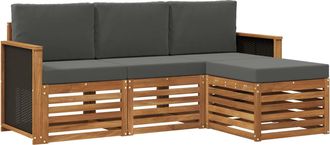 vidaXL Conjunto De Sof&aacute;s De Exterior 4 Uds. Natural Y Antracita Vidaxl