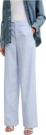 Moschino Wijde Broek - Dames - Wijde Broeken - Blauw - XS - Katoen - Broeken