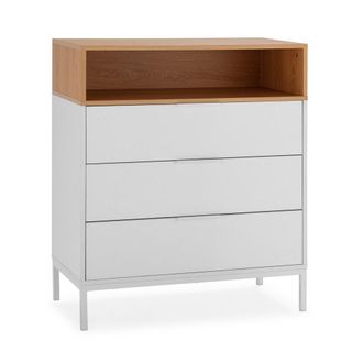 HOMN Cómoda de noche 3 cajones blanco