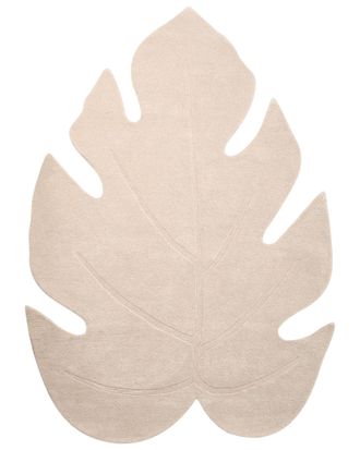Beliani Tappeto In Lana A Forma Di Foglia Tuftato A Mano 160 X 230 Cm Bianco Sporco Nainital
