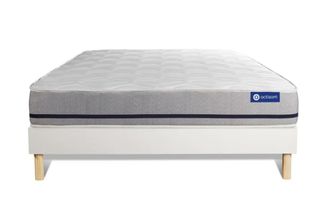 Actisom Somier blanco + colch&oacute;n con l&aacute;tex y espuma viscoel&aacute;stica 140 x 190