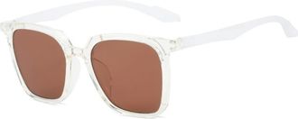 Generic UV400 Square Large Frame Sunglasses For Men And Women Outdoor Commuting Sports Vacation Sun Glasses(Clear)