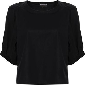 Emporio Armani Top Blauw - Dames - Blouses - Zwart - M - Katoen - Overhemden