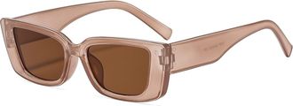 Generic Small Frame Mens Sunglasses Driving Womens Commuting Vacation Sun Glasses(Brown)