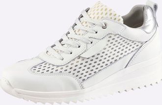 Heine Sneaker HEINE, Damen, Gr. 35, wei&szlig;, silberfarben, Glattleder, Leder, Rindsleder, Textil, Schuhe Sneaker