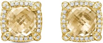 David Yurman 18kt yellow gold Chatelaine citrine and diamond stud earrings (8mm)
