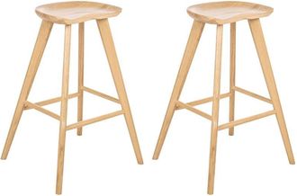 Beliani Set of 2 Bar Stools CANDO Light Brown