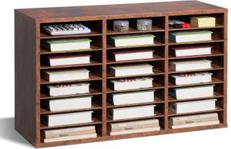 OEM Organizador De Literatura, Clasificador De Archivos De 24 Compartimentos 800 X 297 X 490 Mm Con Estantes Extra&iacute;bles, Clasificador De Madera De Aglomer