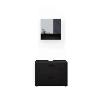 Vicco Conjunto De Muebles De Ba&ntilde;o Irma, Antracita Alto Brillo, 2 Piezas