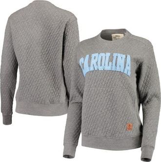 Pressbox Womens Pressbox Heather Charcoal North Carolina Tar Heels Moose Quilted Pullover Sweatshirt in Heather Gray at Nordstrom, Size Xx-Large