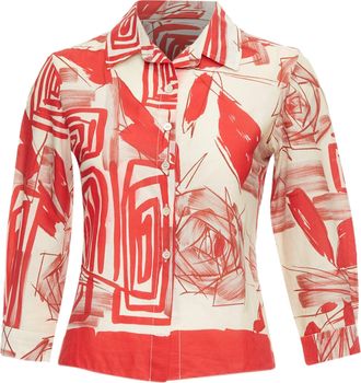 Marni Cotton Abstract Floral Print Crop Shirt