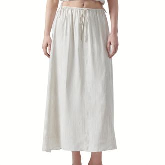 ATM Anthony Thomas Melillo Womens Silk Pull-On Maxi Skirt In Beach Pebble Combo