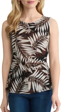 Jones New York Side Pleat Scoop Neck Tank in Fudge Multi at Nordstrom, Size X-Large