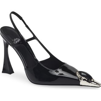 Jeffrey Campbell Sorcerer Pointed Toe Slingback Pump in Black Patent Silver Black at Nordstrom, Size 9