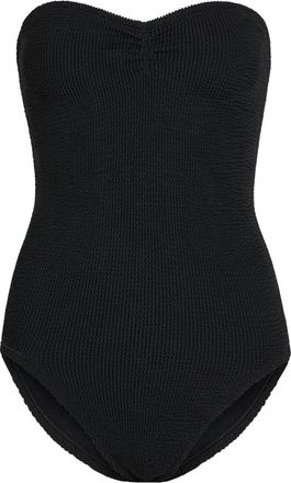 Hunza G Brooke Strapless Crinkle Swimsuit - Black - One Size