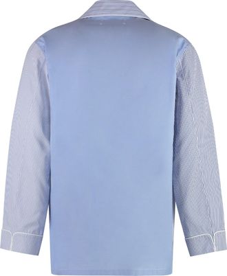 Maison Margiela Mens Striped Cotton Pajama Shirt Light Blue