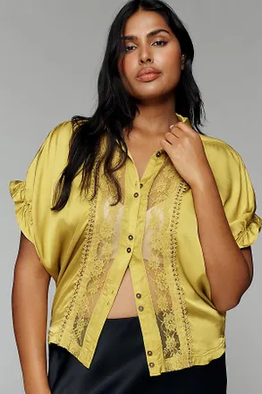 Pilcro Quincy Lace Short-Sleeve Blouse by Pilcro