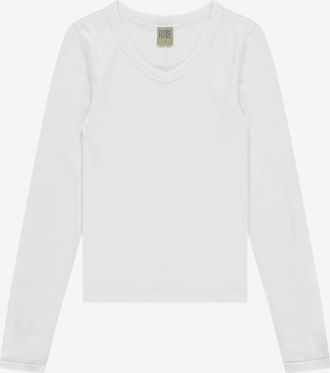 Flore Flore Langarm-Jersey-T-Shirt mit V-Ausschnitt Jill