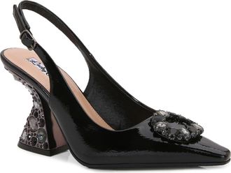 Lady Couture Spotlight Pointed Toe Slingback Pump in Black at Nordstrom Rack, Size 14