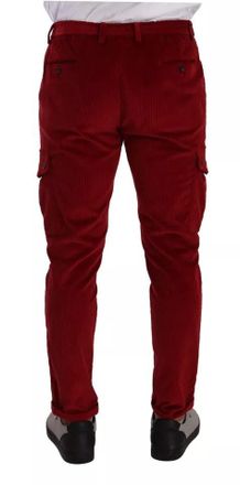 Dolce & Gabbana Mens Red Corduroy Cotton Cargo Skinny Pants