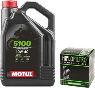 OEM Aceite Motul 5100 10w40 4l + Filtro De Aceite Hiflo Hf112 4t Ma2 Ester Semisint&eacute;tico