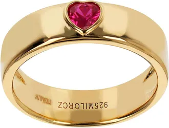 Autentica Red Gemstone Heart Band Ring
