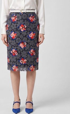 Fendi Gonna midi in pizzo con stampa floreale