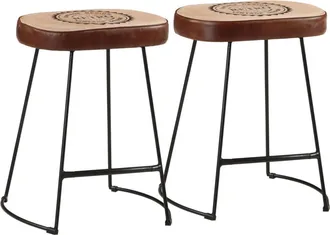 vidaXL Taburetes De Bar 2 Uds Marr&oacute;n Oscuro 40x29,5x53 Cm Vidaxl