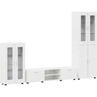 vidaXL TV Cabinet Set FLORIN High Gloss White Engineered Wood vidaXL