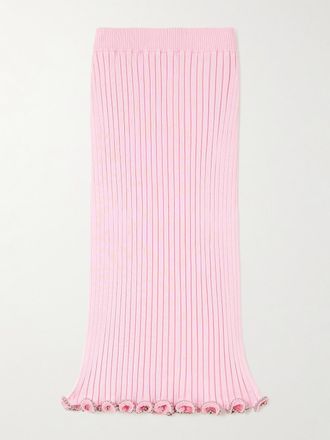 Jil Sander Gonna Midi In Maglia A Coste Con Perline - Rosa