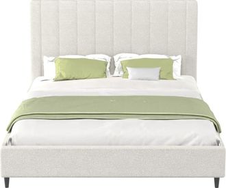 Concept Usine Cama de rizo beige 160x200cm con cabecero y somier