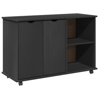 vidaXL Gabinete Rodante Gris 100 X 39 X 65,5 Cm Madera De Pino Macizo Vidaxl