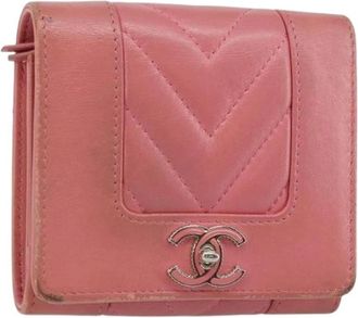 Chanel Pre-owned Vintage Portemonnee - Dames - Vintage Accessoires - Roze - ONE Size - Leer - Vintage