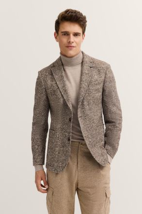 Bugatti Sakko BUGATTI Modern Fit, Herren, Gr. 48, 40, beige, 38% Baumwolle, 38% Wolle, 24% Polyester, Minimalmuster, normal, Manschette, Sakkos Sakko, Jersey 