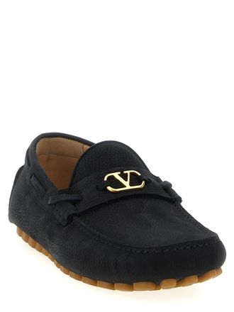 Valentino Garavani Mens Black Calfskin Slip-On Loafers