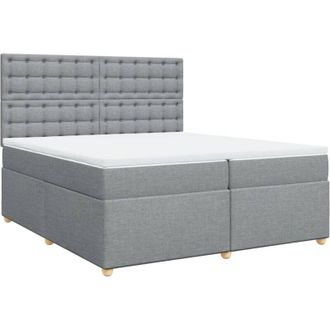 vidaXL Vidaxl - Cama Box Spring Con Colch&oacute;n Tela Gris Claro 200x200 Cm