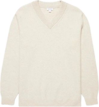 Sunspel wool V-neck sweater - men - Lambs Wool - L - Neutrals
