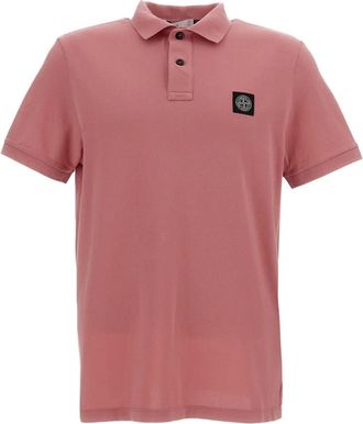 Stone Island Polo Shirts, male, Pink, Size: M Cotton Piqu&eacute; with Stretch Polo