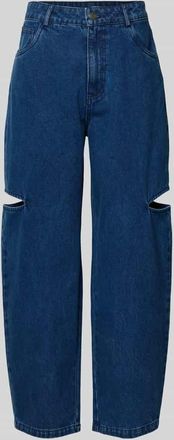 Karo Kauer Barrel Jeans mit seitlichen Cut Outs in Blau, Gr&ouml;&szlig;e XL