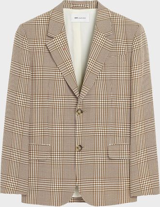 Ami Men & apos;s Houndstooth Glen Plaid Wool Single-Breasted Blazer