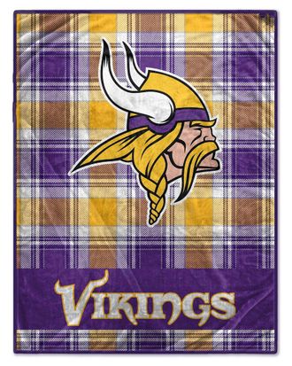 Pegasus Sports Minnesota Vikings Nfl Team Helmet Oversized Plaid Blanket