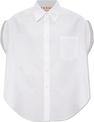 Marni Oversized T-shirt met zak - Dames - Overhemden - Wit - M - Katoen - Overhemden